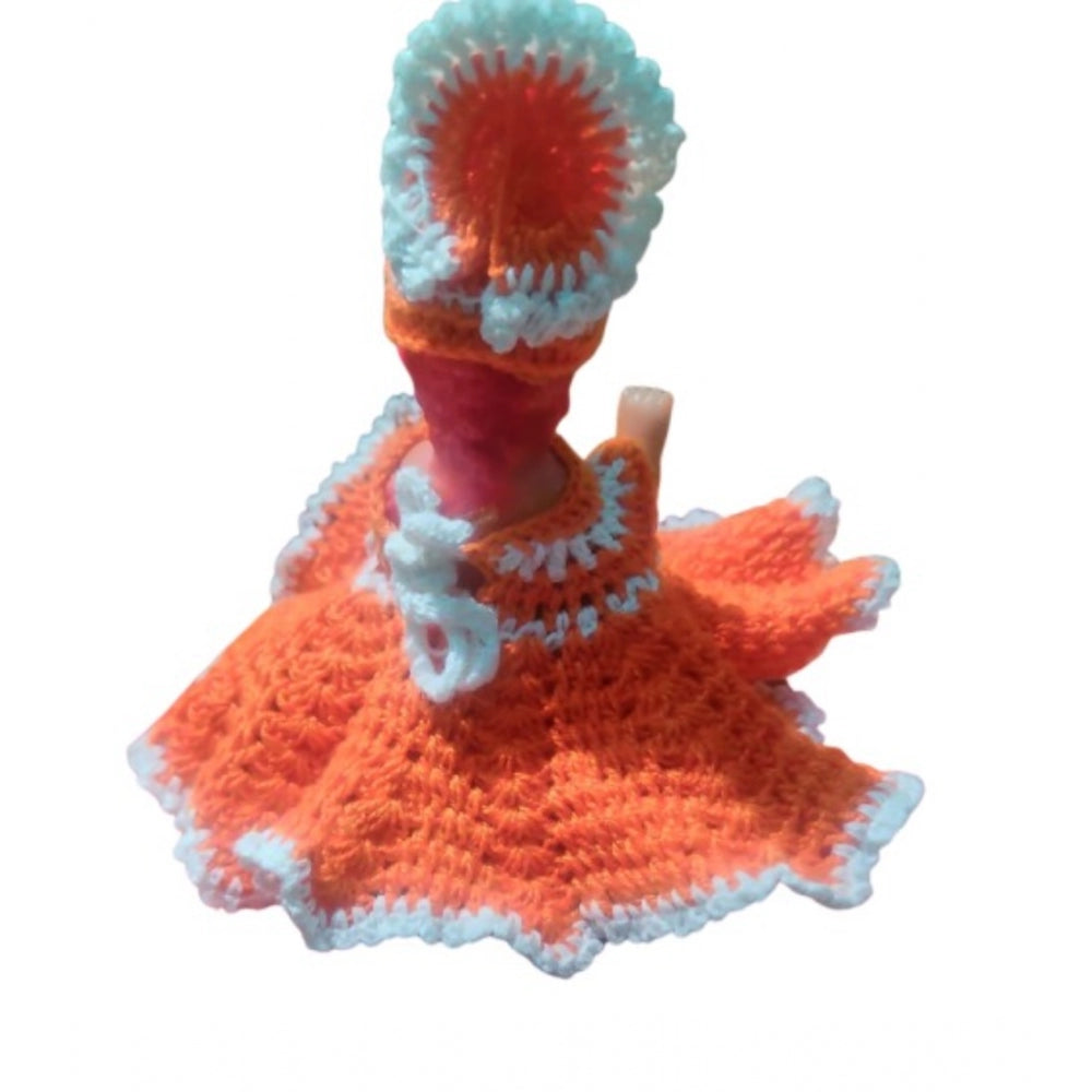 Laddu Gopal Tharad Dress Size: 0 To 6 (Orange-White)