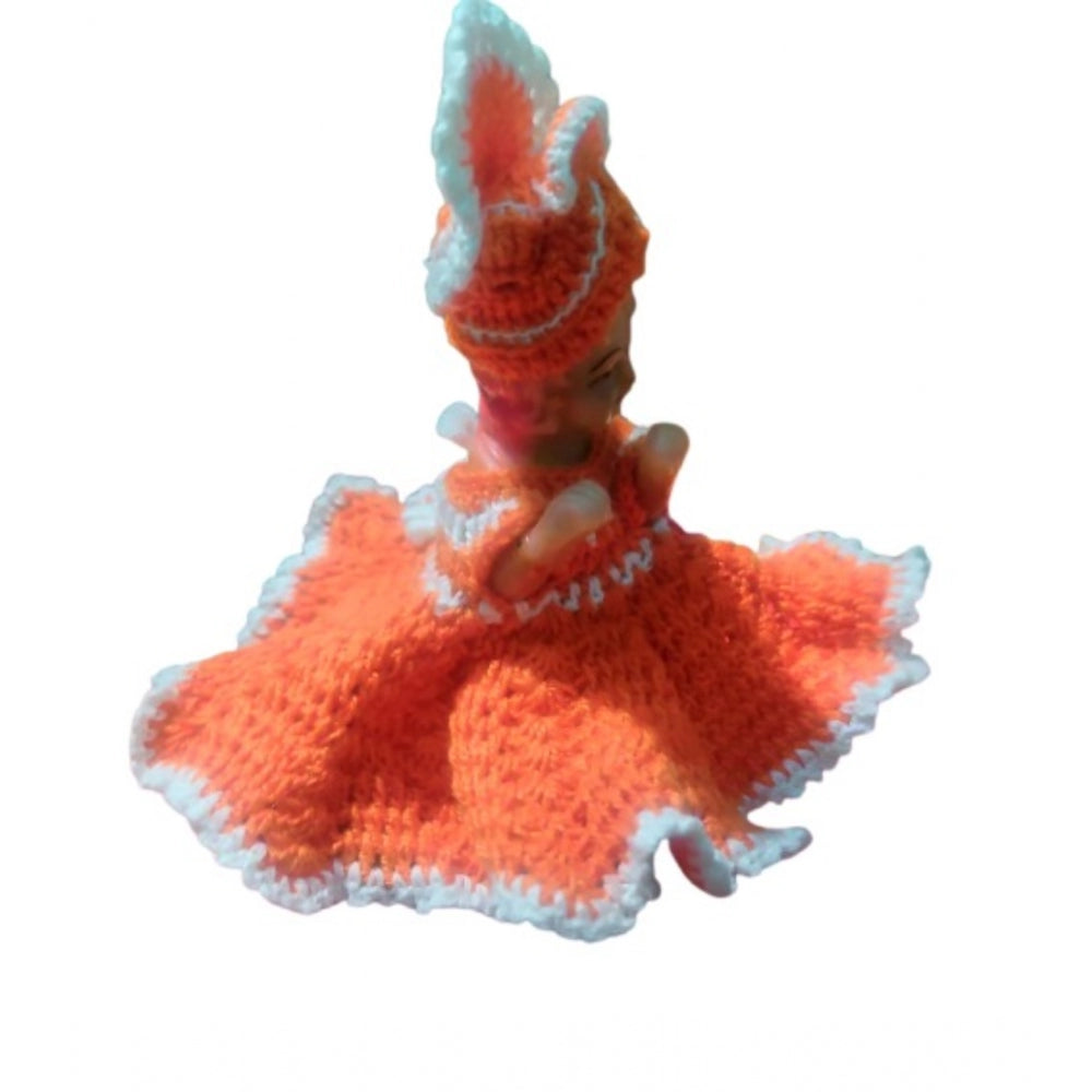 Laddu Gopal Tharad Dress Size: 0 To 6 (Orange-White)