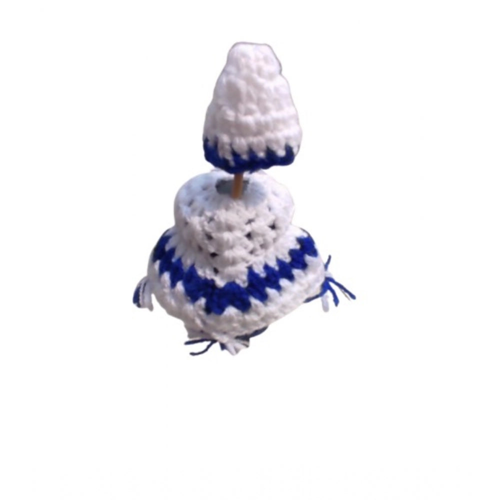 Laddu Gopal Tharad Dress Size: 0 To 6 (White-Blue)
