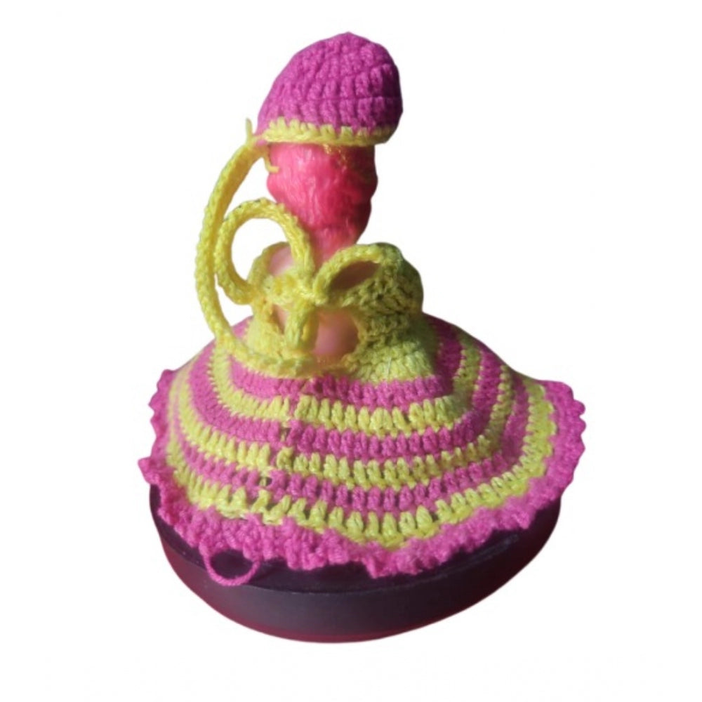 Laddu Gopal Tharad Dress Size: 0 To 6 (Pink-Yellow)