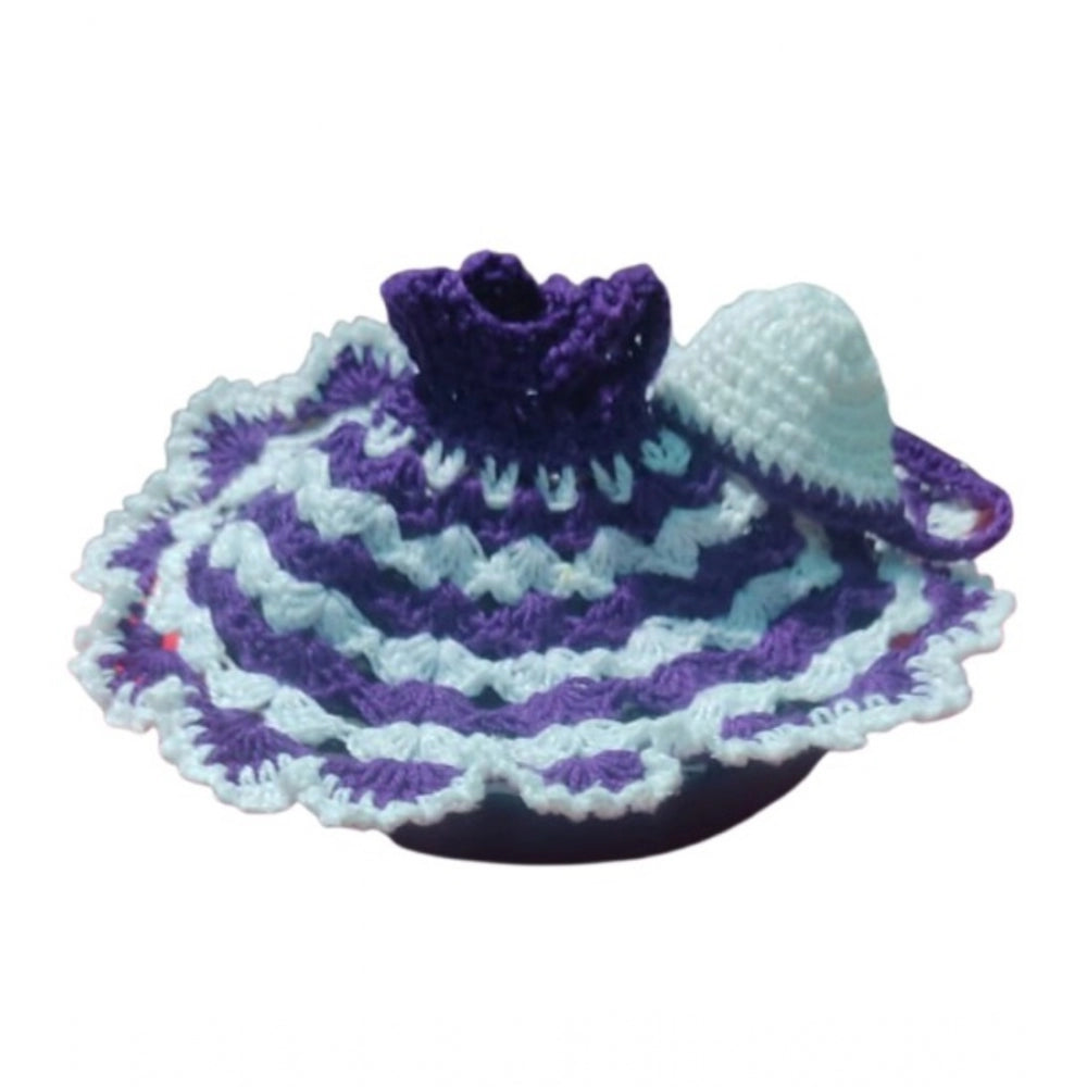 Laddu Gopal Tharad Dress Size: 0 To 6 (White-Lavender)