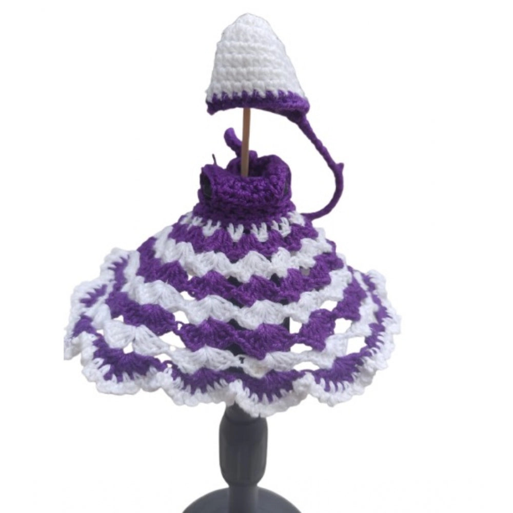 Laddu Gopal Tharad Dress Size: 0 To 6 (White-Lavender)