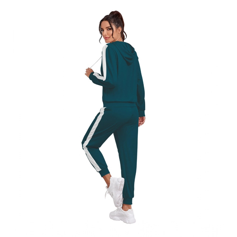 Women's Knitting stretchable Solid Hooded Neck Full Sleeve Track Suit (Morpich)