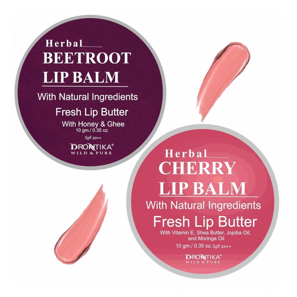 Unisex Herbal Dark And Chapped Lips Beetroot Cherry Lip Balm Pack Of 2 (20gm)