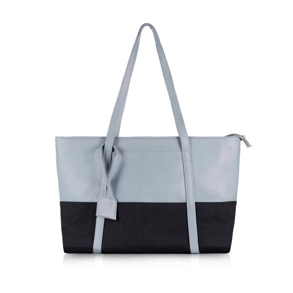 Women's Faux Leather Large Shoulder Zipper Handbag (Light Blue)
