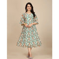 Women's Georgette Printed Round Neck Short Sleeve Dress (Multicolor)