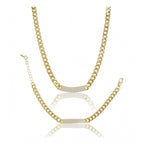 Women's Stainless Steel Gold Polish Polish Hand Bracelet And Necklace (Gold Plated)