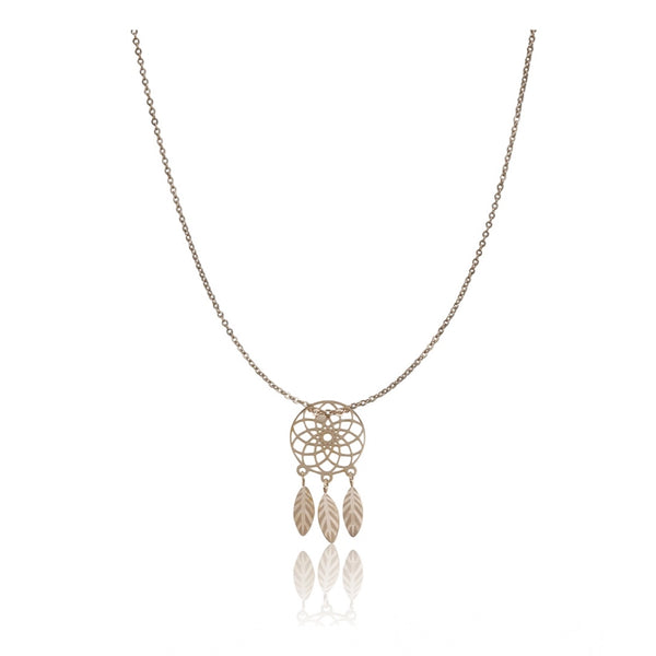 Women's Stainless Steel Dream Catcher Pendent Delicate Chain (Gold Plated)