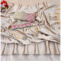 Women's Satin Solid Saree With Unstitched Blouse (Beige, 5-5 Mtrs)