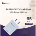 VOXEL 65 Watt Usb Fast Charger AB Plastic (White)