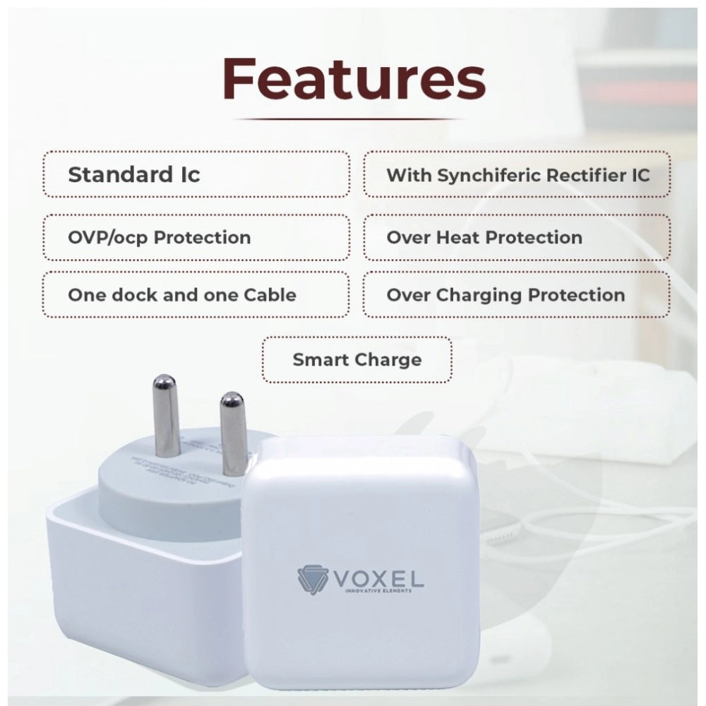 VOXEL 25 Watt ' C ' Port PD Charger AB Plastic (White)