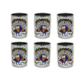 Steel Meenakari Peacock Design Decorative Glass Set (Silver)