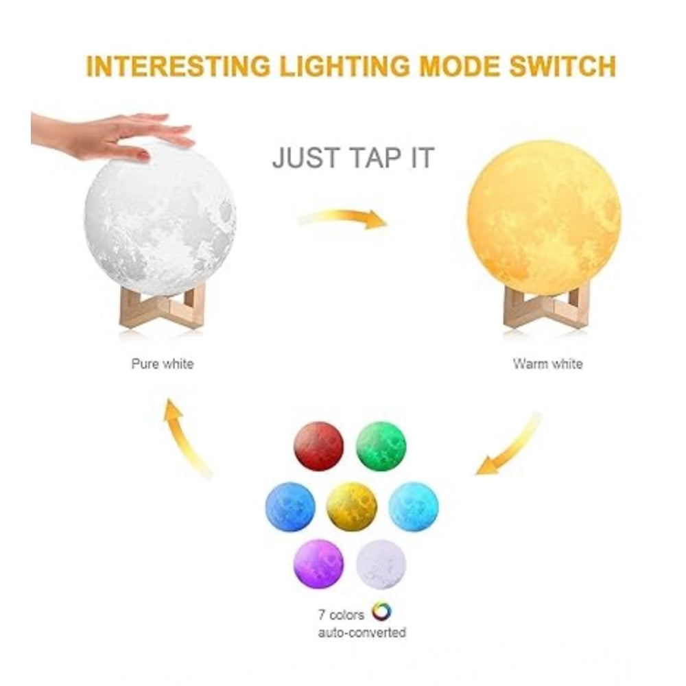 Plastic 3D Moon Night Lamp (Multicolor )