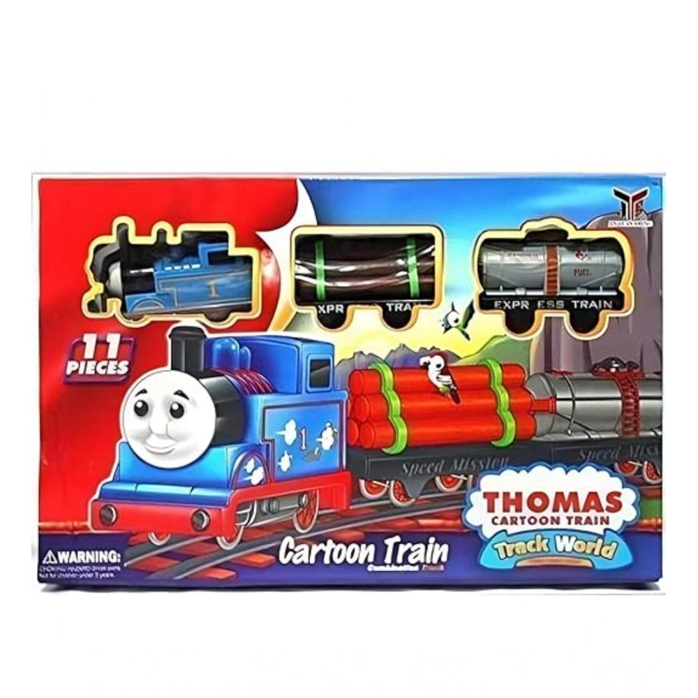 Plastic Thomas Express Train 11Pcs Toy Set With Tracks (Multicolor)