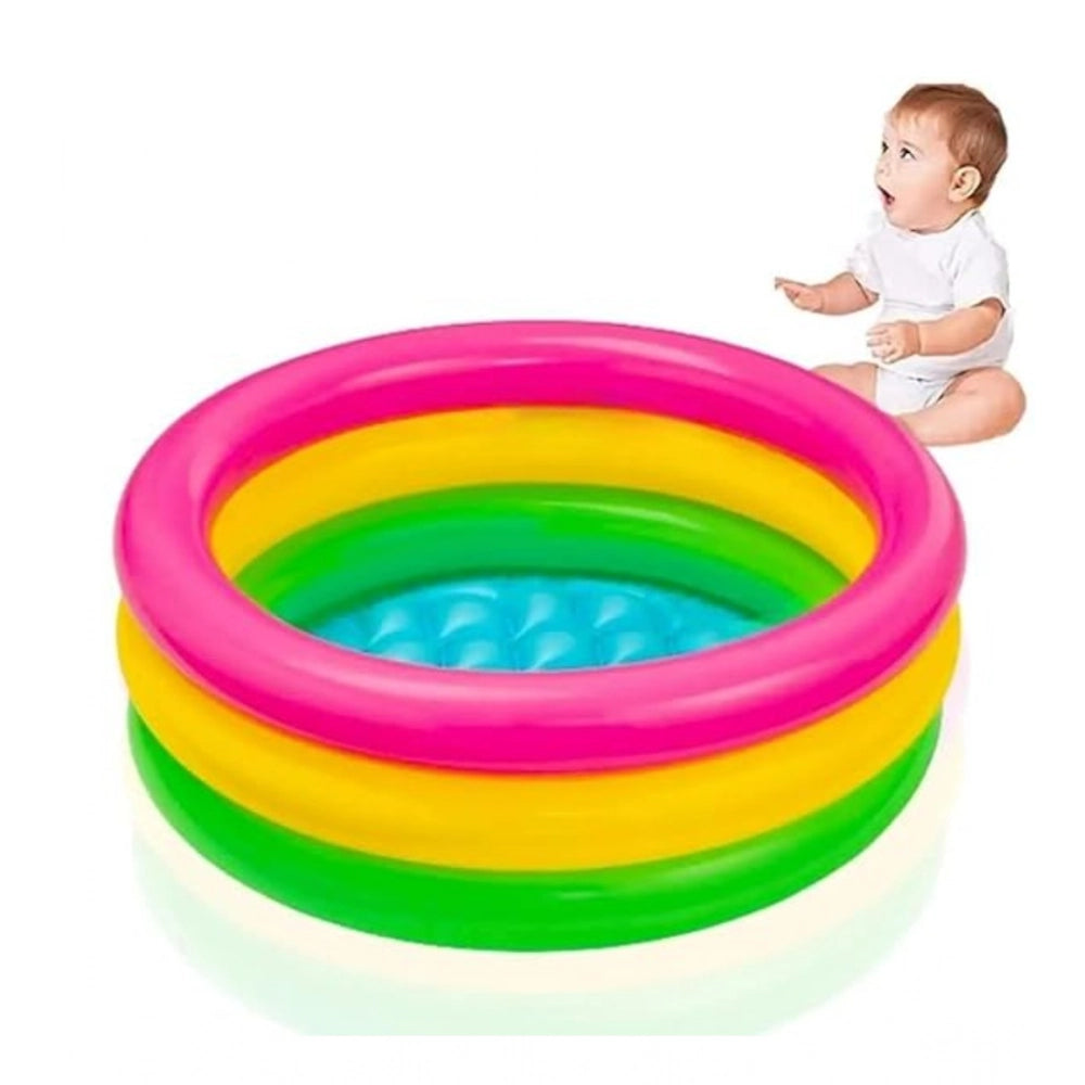 Plastic Bath Tub With Pump 3 Ft Round For Kids (Multicolor )