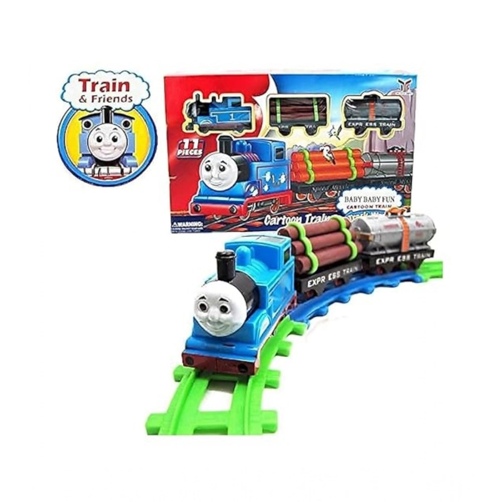 Plastic Thomas Express Train 11Pcs Toy Set With Tracks (Multicolor)