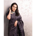 Women's Silk Printed Saree With Unstitched Blouse 5.5Mtr (Black)