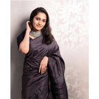 Women's Silk Printed Saree With Unstitched Blouse 5.5Mtr (Black)