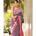 Women's Silk Printed Saree With Unstitched Blouse 5.5Mtr (Purple)