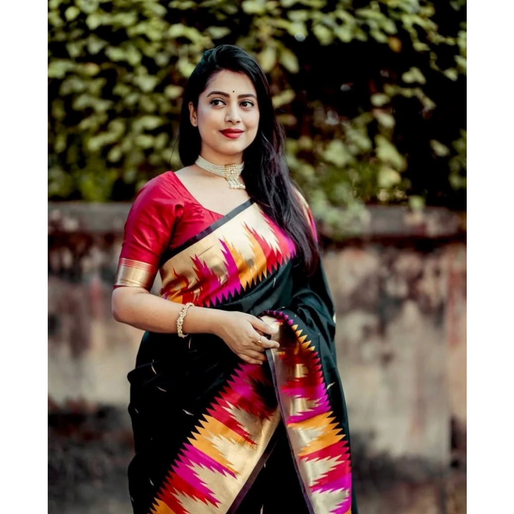 Women's Silk Printed Saree With Unstitched Blouse 5.5Mtr (Multicolor)
