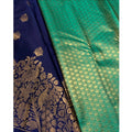 Women's Silk Printed Saree With Unstitched Blouse 5.5Mtr (Royal Blue)