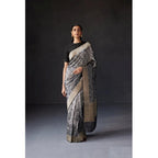 Women's Silk Printed Saree With Unstitched Blouse 5.5Mtr (Grey)