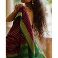 Women's Silk Printed Saree With Unstitched Blouse 5.5Mtr (Wine)