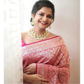 Women's Silk Printed Saree With Unstitched Blouse 5.5Mtr (Pink)