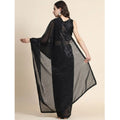 Women's Georgette Embellished Sequnece Bollywood Saree With Unstitched Blouse 5.5Mtr (Black)
