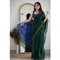 Women's Cotton  Printed Saree With Unstitched Blouse 5.5Mtr (Green)