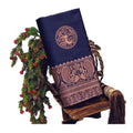 Women's Soft Lichi Silk Printed Saree With Unstitched Blouse 5.5Mtr (Navy Blue)