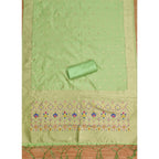 Women's Banarasi Silk Printed Unstitched Salwar Suit Material With Dupatta (Pista, 3Mtrs)