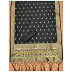 Women's Banarasi Silk Printed Unstitched Salwar Suit Material With Dupatta (Black, 3Mtrs)