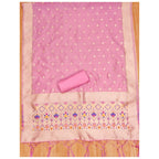 Women's Banarasi Silk Printed Unstitched Salwar Suit Material With Dupatta (Light Pink, 3Mtrs)