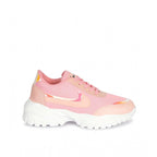 Women's Casual Mesh Printed Lace-Ups Shoes (Pink)