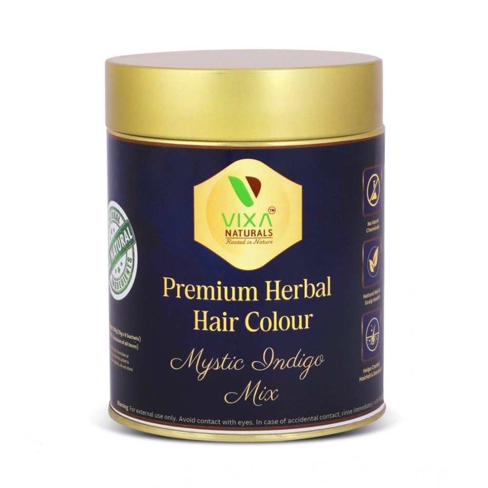 Women's Vixa Naturals Indigo Mix Hair Color | Henna Powder for Hair | Natural Black Herbal Hair Dye | Organic Mehndi with Indigo, Tulsi, Baheda &amp; Thankuni | 25g x 8