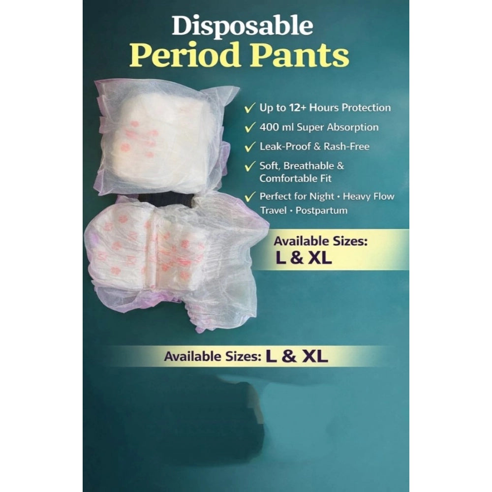 Pack of_10 Pcs Cotton Disposable Lady Period Pants Sanitary Napkin (White)