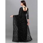 Women's Net Self Design Saree With Unstitched Blouse 5.5Mtr  (Black)