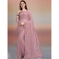 Women's Net Self Design Saree With Unstitched Blouse 5.5Mtr  (Light Brown)