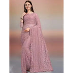 Women's Net Self Design Saree With Unstitched Blouse 5.5Mtr  (Light Brown)