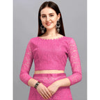 Women's Net Self Design Saree With Unstitched Blouse 5.5Mtr  (Dark Pink)