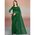 Women's Net Self Design Saree With Unstitched Blouse 5.5Mtr  (Green)