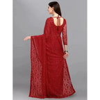 Women's Net Self Design Saree With Unstitched Blouse 5.5Mtr  (Maroon)