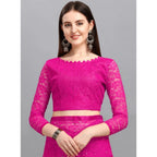 Women's Net Self Design Saree With Unstitched Blouse 5.5Mtr  (Rani)