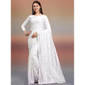 Women's Net Self Design Saree With Unstitched Blouse 5.5Mtr  (White)