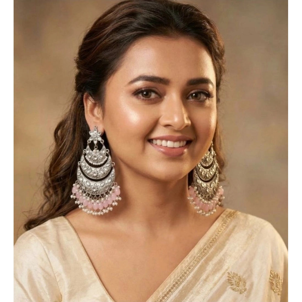 Women's Zinc Alloy Gold Plated Chandbali Earrings (Multicolor)
