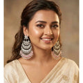 Women's Zinc Alloy Gold Plated Chandbali Earrings (Multicolor)