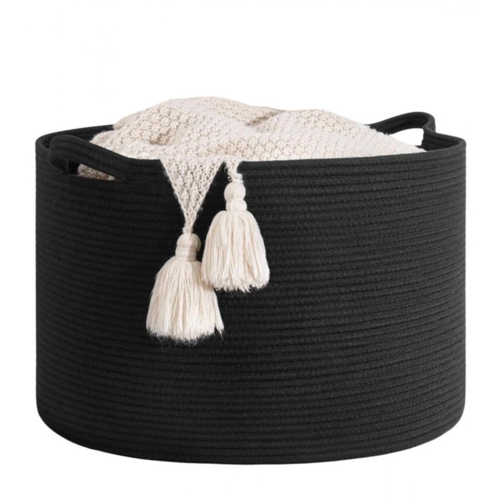 Cotton Basket 14x12 Inch Storage Basket For Clothes With Out Lid (Black)