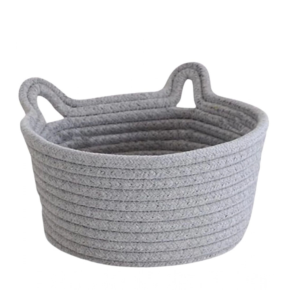 Cotton Pack Of_1 Plain Cat Basket 9x5 Inch (Grey)