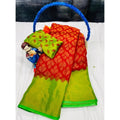 Women's Brasso Printed Saree With Unstitched Blouse 5.5Mtr (Red)
